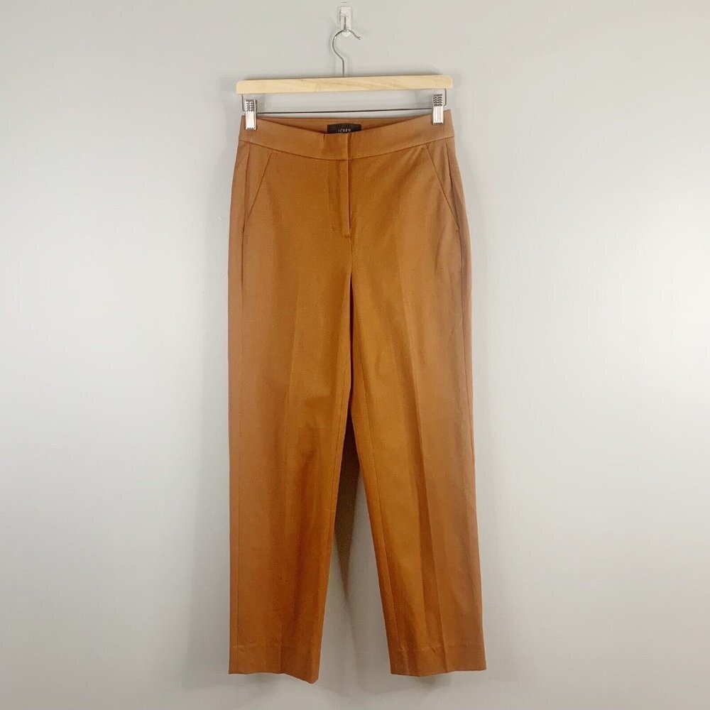 J. Crew Kate Straight Leg Pant B-Stretch Cotton Blend Brown NWT New Minimalist 0